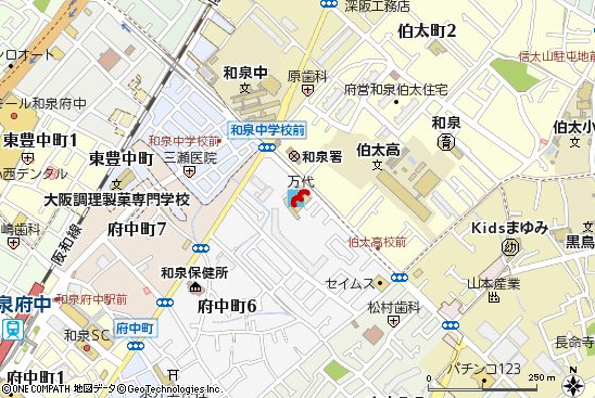 和泉府中店付近の地図